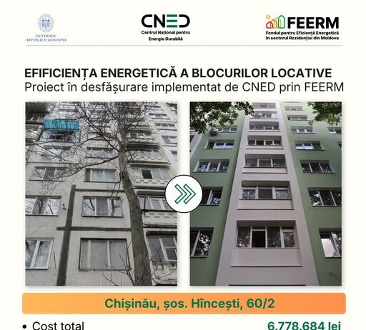 Bloc locativ de pe șoseaua Hîncești, aproape de finalizarea lucrărilor de renovare energetică